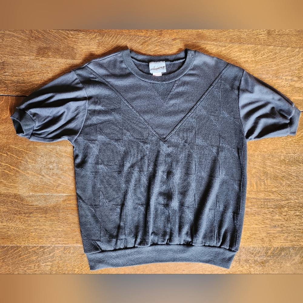Vintage Retro Thick Panel T-Shirt in Black